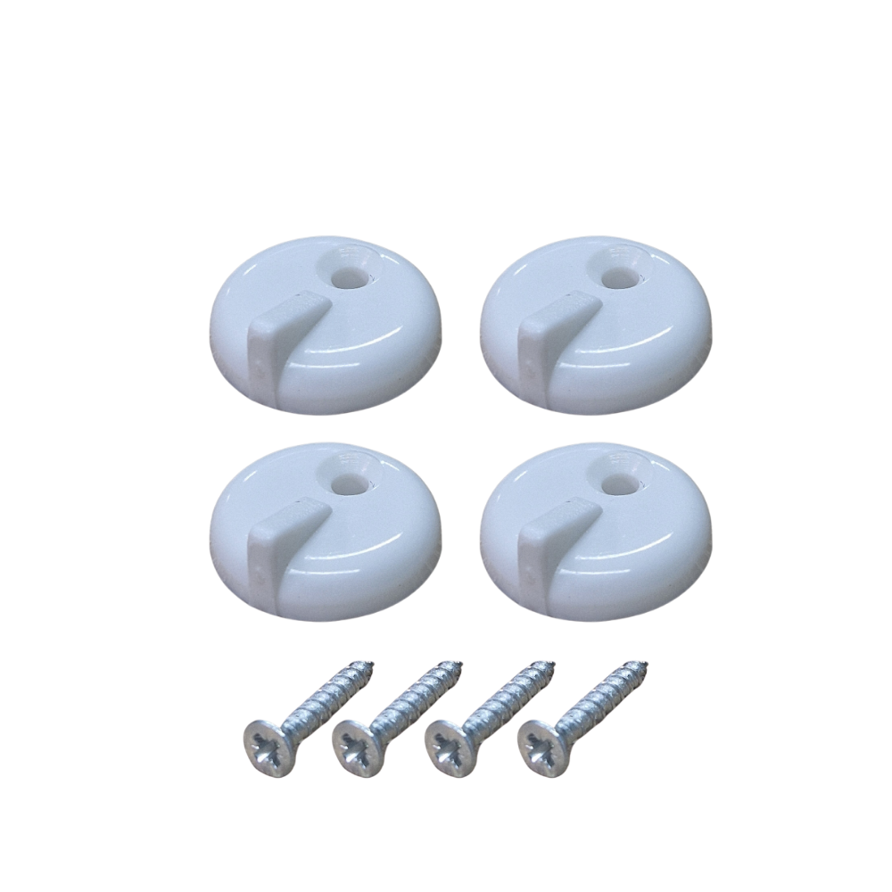 Set van 4 witte draaiwervels met schroeven voor vaste raamhor